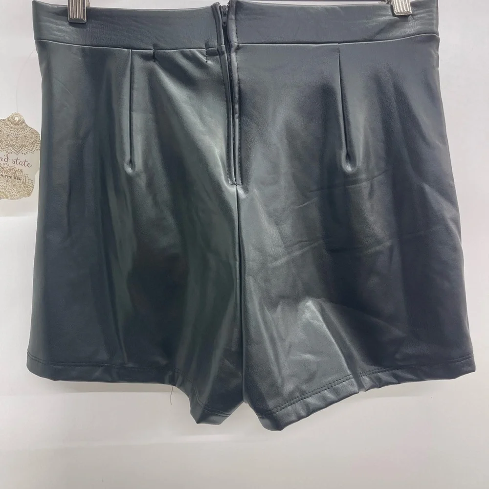 Altar'd State Black Faux Leather‎ A-Line Mini Skort